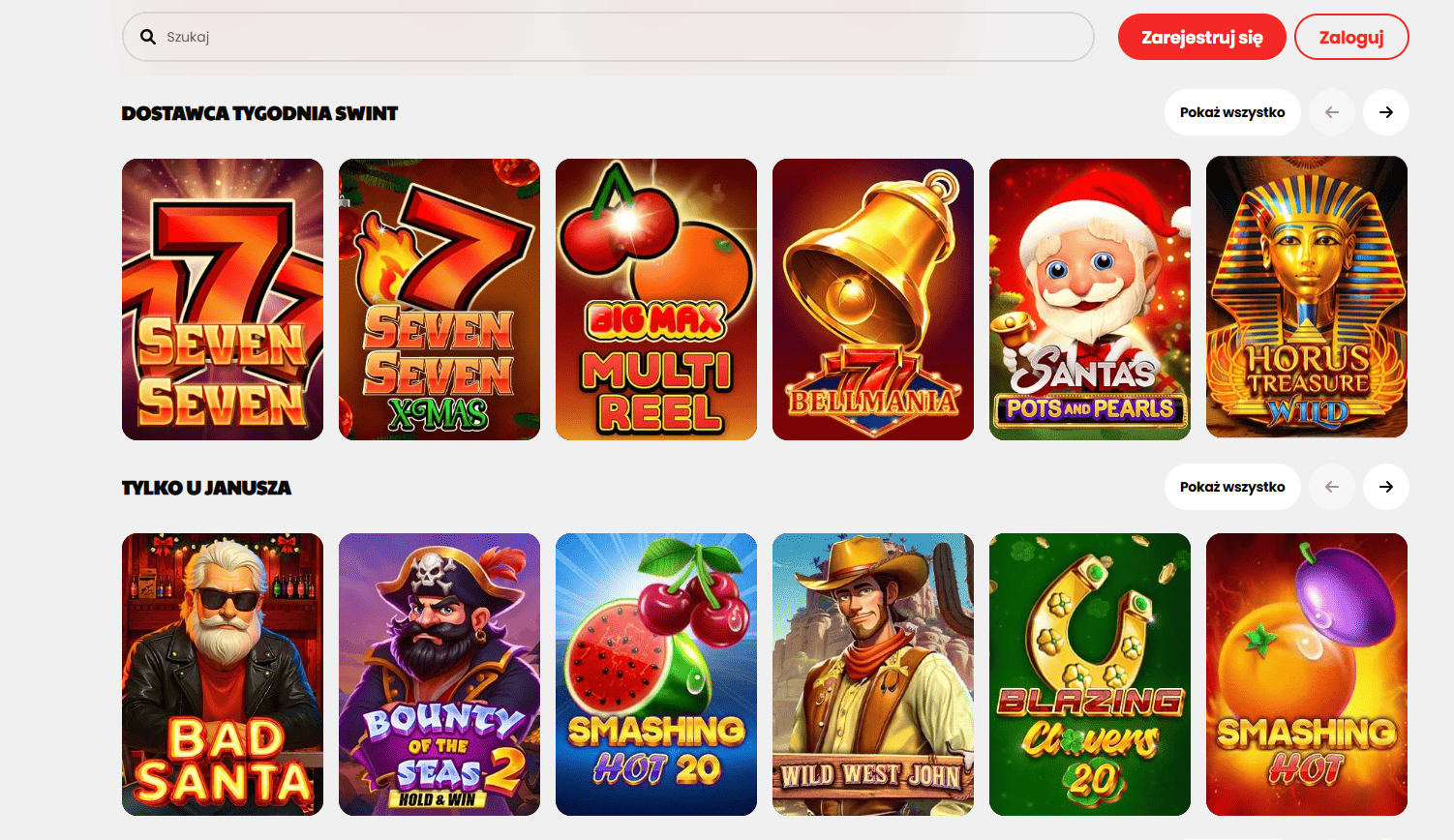 Oferta gier i automaty w Janusz Casino